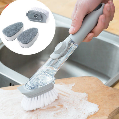 2-in-1 Long Handle Dish Cleaning Brush with Soap Dispenser