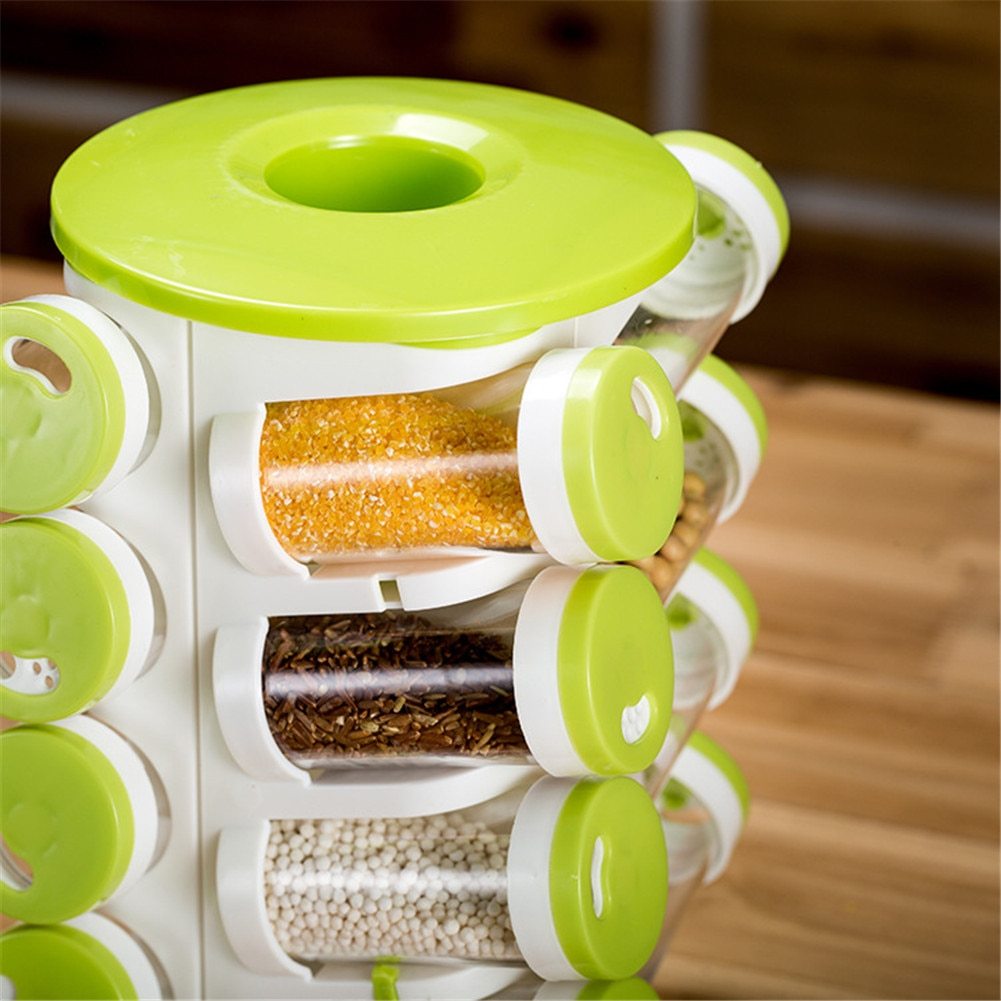 Rotating Spice Rack Organizer with 16 Jars – Space-Saving