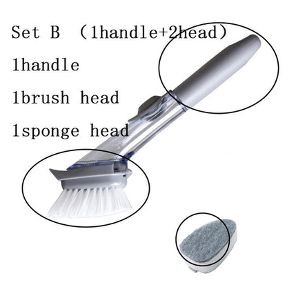 2-in-1 Long Handle Dish Cleaning Brush with Soap Dispenser