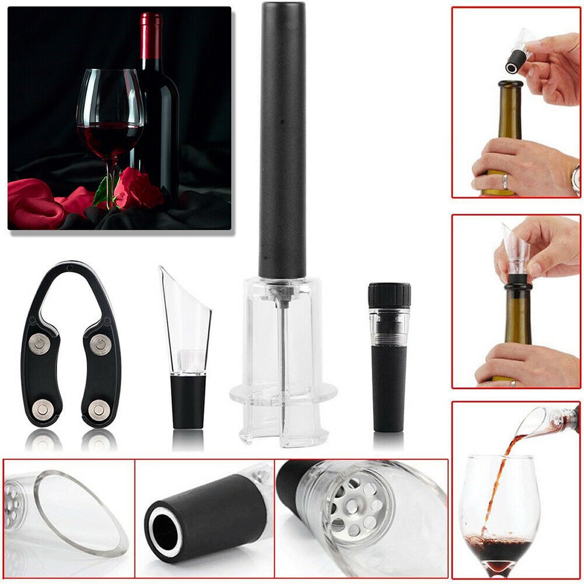 Pour & Preserve Wine Set – 4-in-1 Wine Opener & Preserver Kit