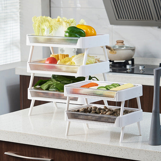 Folding Storage Rack for Kitchen & Pantry – Stackable Space-Saving Organizer