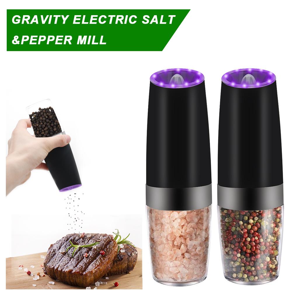 Gravity Sensor Automatic Pepper Grinder – One-Hand Electric Salt & Pepper Mill with LED Light