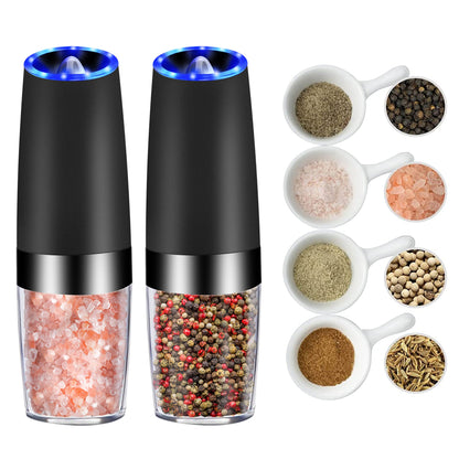Gravity Sensor Automatic Pepper Grinder – One-Hand Electric Salt & Pepper Mill with LED Light