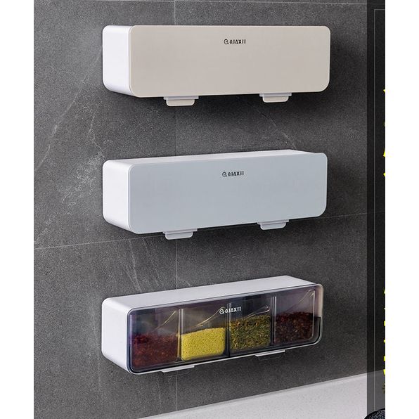 Wall-Mounted Spice Box Set – Moisture-Proof Kitchen Organizer (Modern Design)