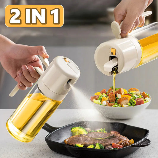 2-in-1 Olive Oil Sprayer & Pour Bottle – Glass Cooking Oil Dispenser