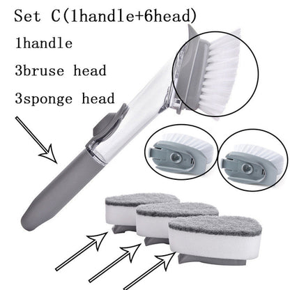 2-in-1 Long Handle Dish Cleaning Brush with Soap Dispenser