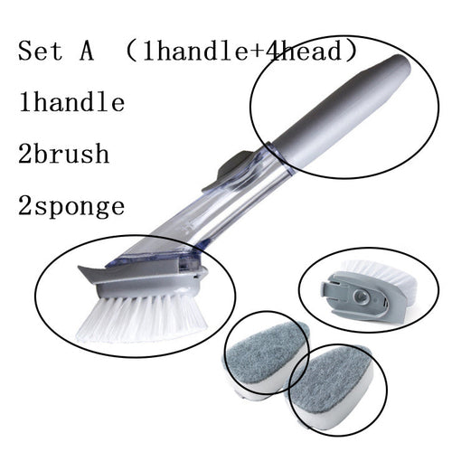 2-in-1 Long Handle Dish Cleaning Brush with Soap Dispenser