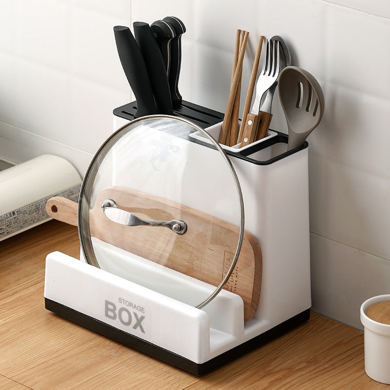 Kitchen Plastic Storage Rack – Countertop Organizer for Utensils & Lids