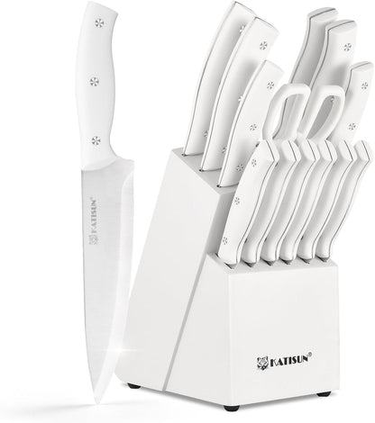 15-Piece High Carbon Stainless Steel Knife Set with Block – Premium Kitchen Knives