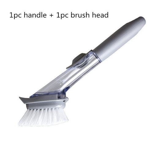 2-in-1 Long Handle Dish Cleaning Brush with Soap Dispenser