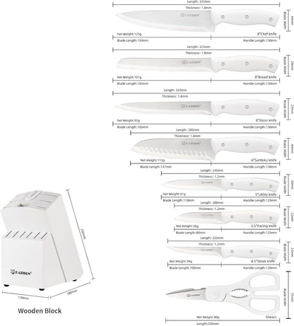 15-Piece High Carbon Stainless Steel Knife Set with Block – Premium Kitchen Knives