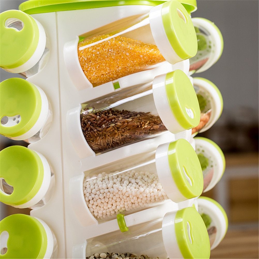 Rotating Spice Rack Organizer with 16 Jars – Space-Saving