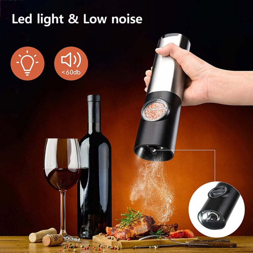 Electric Salt Grinder Set (2-Pack) – Rechargeable One-Touch Pepper & Salt Mills
