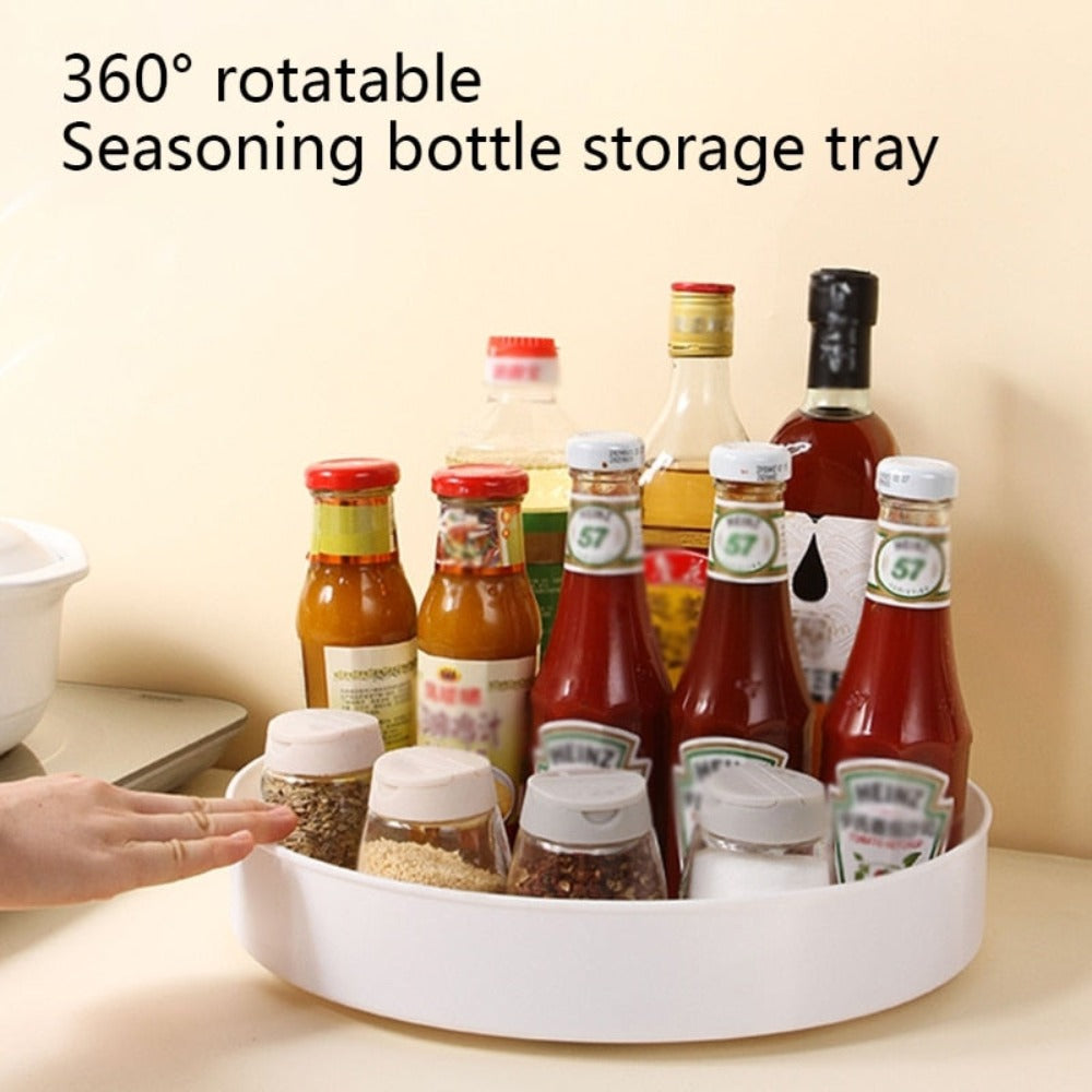 Rotating Spice & Sauce Rack Organizer – 360° Lazy Susan Kitchen Cabinet Organizer