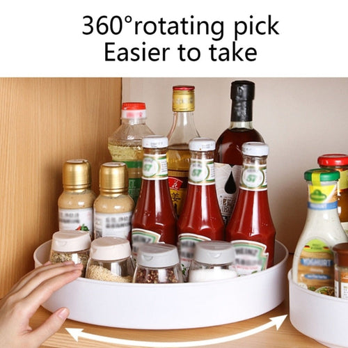 Rotating Spice & Sauce Rack Organizer – 360° Lazy Susan Kitchen Cabinet Organizer
