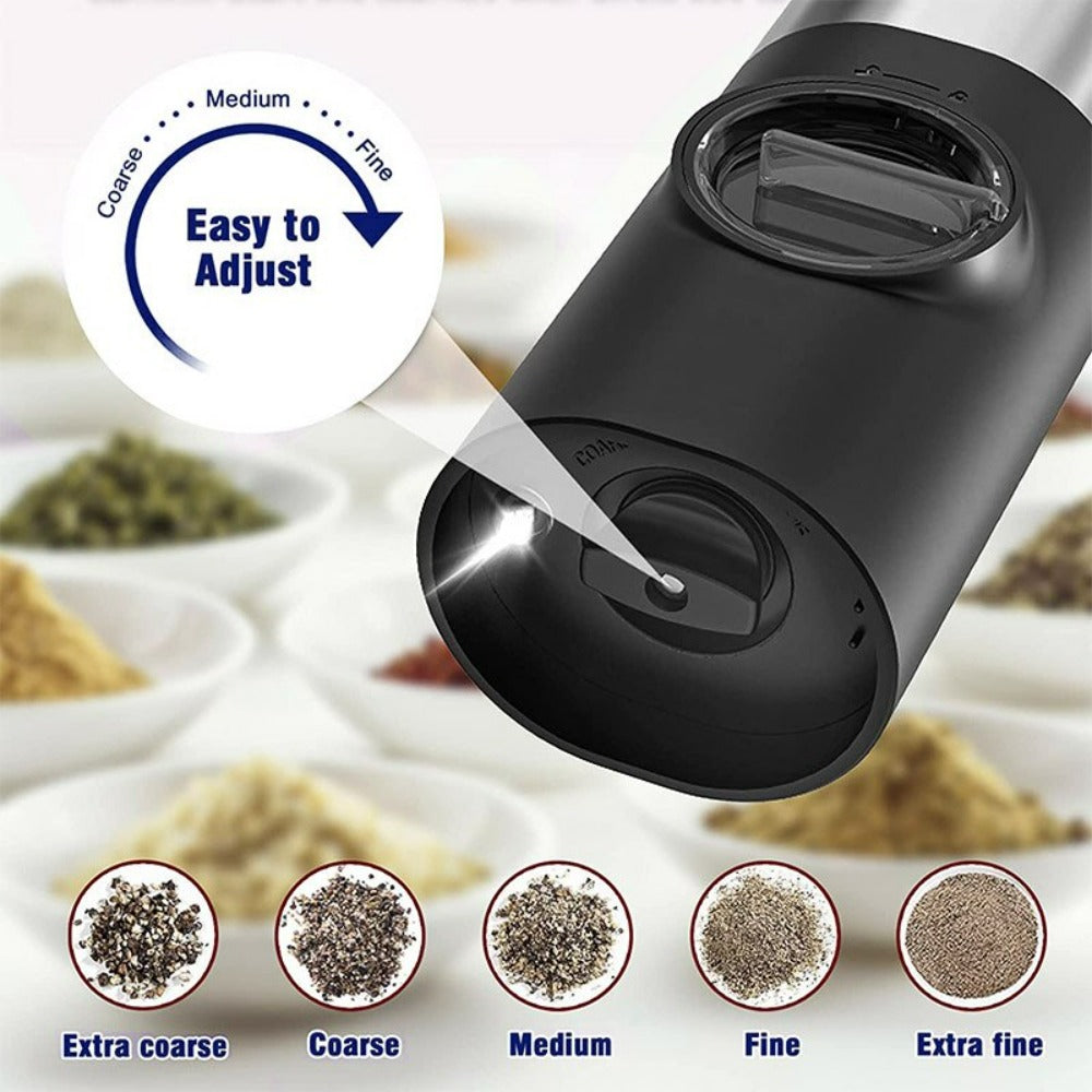 Electric Salt Grinder Set (2-Pack) – Rechargeable One-Touch Pepper & Salt Mills
