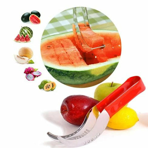 Melon Slicer Tool – Stainless Steel Watermelon Cutter with Grip Handle