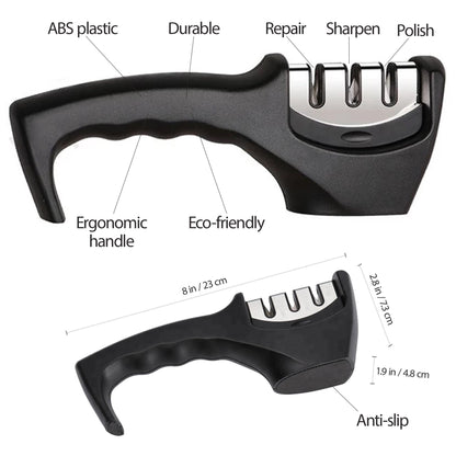 Professional 3-Stage Kitchen Knife Sharpener | Razor-Sharp Blades