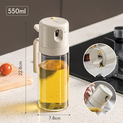 2-in-1 Olive Oil Sprayer & Pour Bottle – Glass Cooking Oil Dispenser