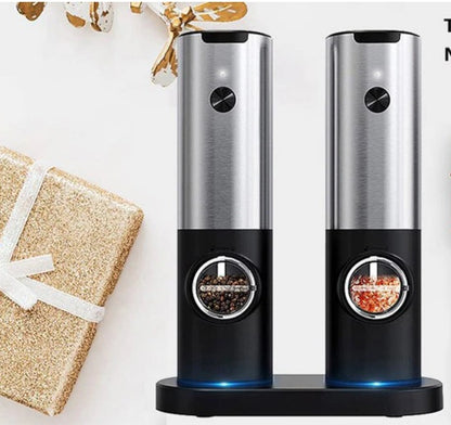Electric Salt Grinder Set (2-Pack) – Rechargeable One-Touch Pepper & Salt Mills