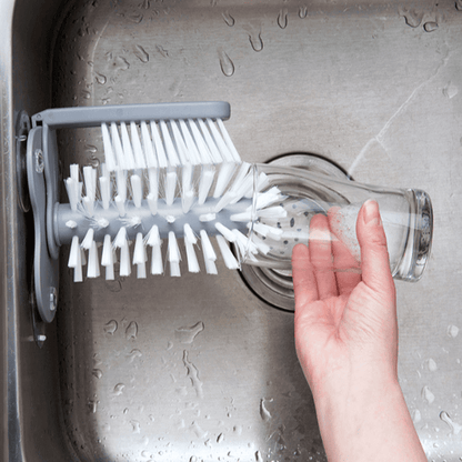 Cup & Glass Cleaner Brush with Suction Cup – Sink-Mounted Bottle & Glass Washer