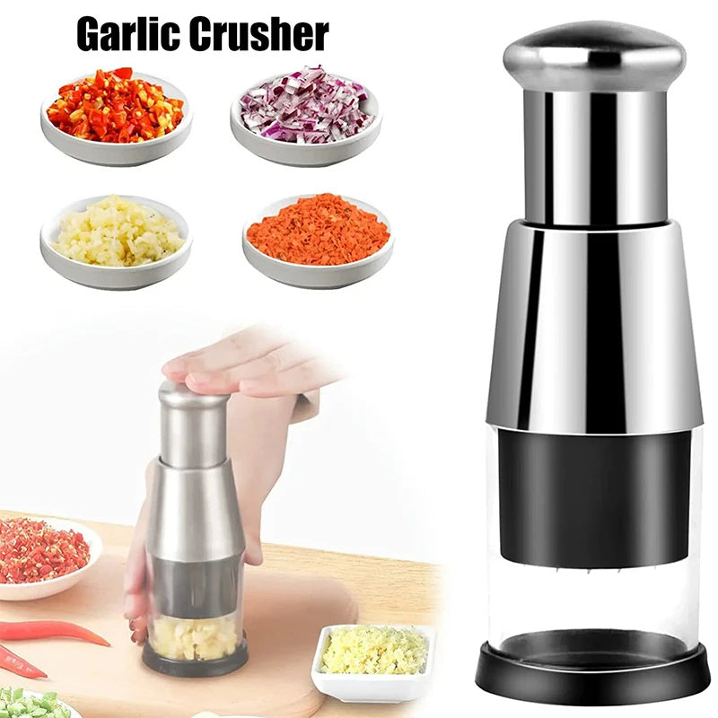Manual Vegetable Chopper with Stainless Steel Blades – Fast Onion & Garlic Cutter
