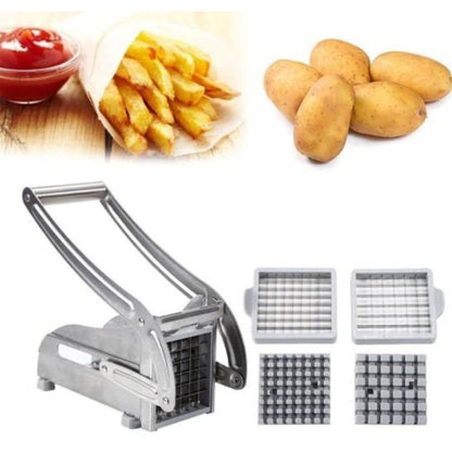 Stainless Steel French Fries Cutter – Heavy-Duty Potato & Vegetable Slicer with 2 Blades