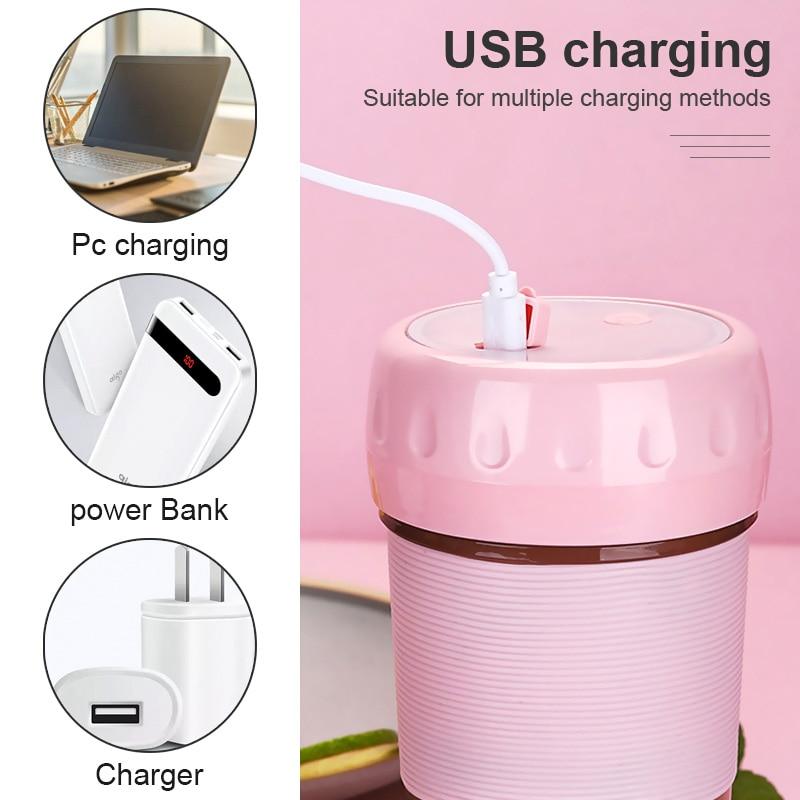 Portable Personal Smoothie Maker – USB Rechargeable Mini Blender (300ml)