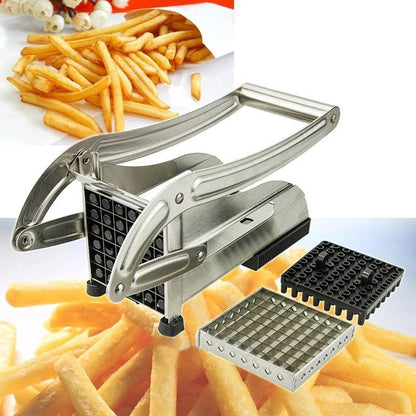 Stainless Steel French Fries Cutter – Heavy-Duty Potato & Vegetable Slicer with 2 Blades